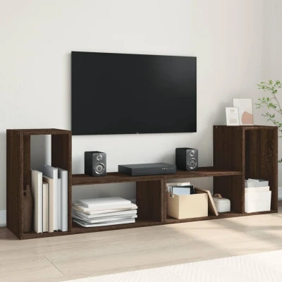 Afbeelding van Tv meubelen 2 st 75x30x50 cm bewerkt hout bruin eikenkleurig