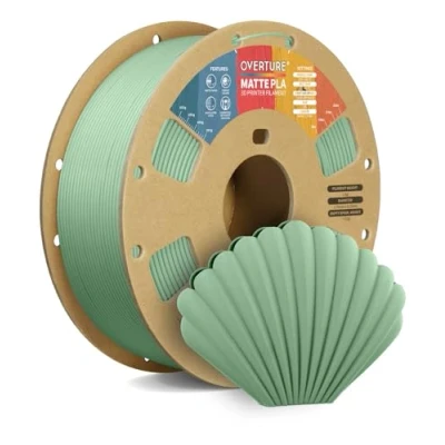 Afbeelding van OVERTURE PLA Matte 3D Printer Filament 1.75mm, 1kg Cardboard Spool (2.2lbs), Dimensional Accuracy +/ 0.02 mm(Matte Light Green)