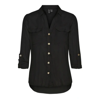 Afbeelding van VERO MODA geweven blouse VMBUMPY met plooien zwart