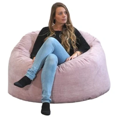 Afbeelding van Bananair Peer vormige Poef Gigantische Zitzakstoel van 100 cm Grote Bed en Woonkamerstoelen Vulling Inbegrepen Geribd Fluweel Geschikt voor Binnen Buiten Volwassene/Kind (Roze)
