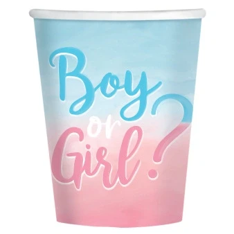 Afbeelding van Gender Reveal Bekers Boy Or Girl? 250ml 8 stuks