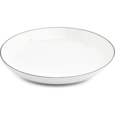 Afbeelding van BonBistro Diep bord 27xH4cm coupe black rim Basic White (Set van 6)