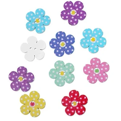 Afbeelding van 30 edele houten knopen met bloemenmotief 20 x mm kleurrijke 2 gaats ronde knop voor het knutselen naaien scrapbooking jasknoppen bloemenvorm knutselknopen