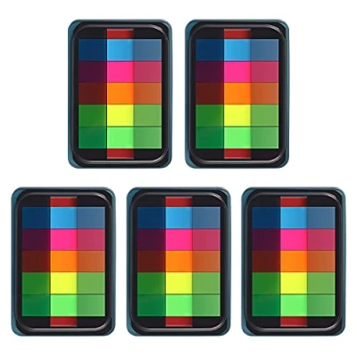 Afbeelding van moinkerin 500 stuks kleverige notities vlaggen, 5 kleuren indextabbladen indexvlag heldere pagina index stickers doorschijnende makers voor bladwijzers (C Boxed)