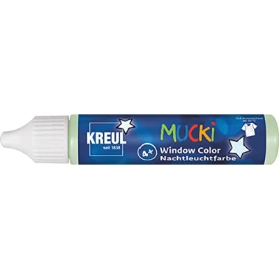 Afbeelding van KREUL 24436 Mucki Window Color, night glow paint, 29 ml stift, raamverf op waterbasis, parabeenvrij, glutenvrij, lactosevrij, veganistisch, gemakkelijk te schilderen, afwasbaar