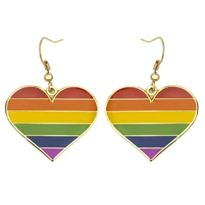 Afbeelding van Regenboog Pride Hart Vorm Dangle Oorbellen Homo &amp; Lesbische LGBT Geschenken Sieraden (Regenboog Hart)