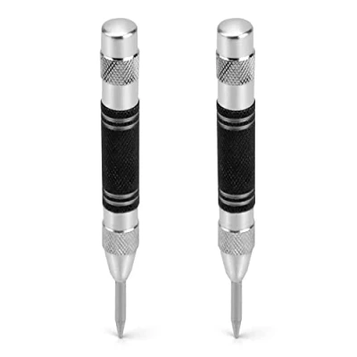 Afbeelding van QWORK 2 stuks automatische centerpons, geveerde voor metaal, hout, glas, plaatstaal, 128 mm