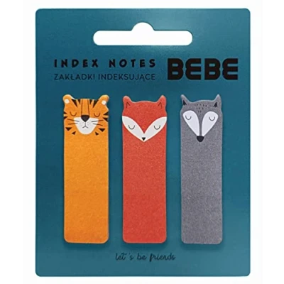 Afbeelding van Index Tabs with Animals Sticky Notes Bookmarks 60 Page Flags Tiger + Fox Wolf