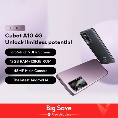 Afbeelding van CUBOT A10 6,6&quot; HD+ 90Hz smartphone, 4GB en 128GB, 48MP camera, 5100mAh batterij, Android 14, OctaCore processor, paars