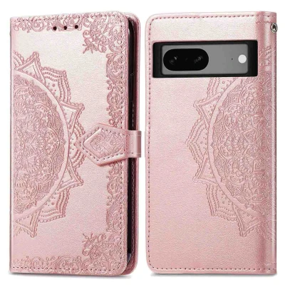 Afbeelding van Google Pixel 7a Hoesje Kunstleder iMoshion Bookcase Rosé goud Telefoonhoesje