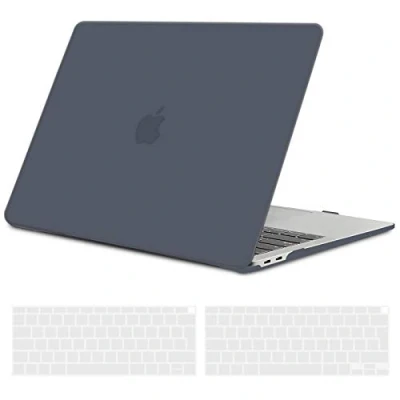 Afbeelding van TECOOL Case Hoes Compatibel met MacBook Air 13 inch Retina M1 2020 2019 2018 A2337 A2179 A1932 Touch ID, Ultradunne Plastic Harde Koffer Bescherming Hardcase en EU Toetsenbord Cover, lichtzwart