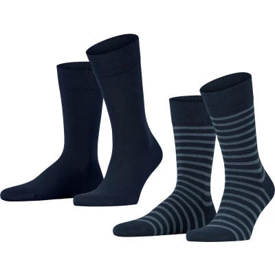 Afbeelding van Esprit FINE Stripe 2PACK WITH Pattern Sokken marine, Heren, Maat: 39 42, Marine