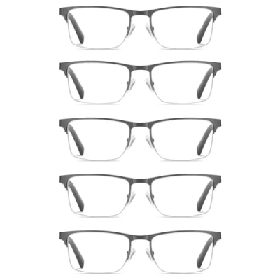 Afbeelding van Amcedar leesbril voor dames, 5 stuks, metalen veerscharnieren, bruin frame, roestvrij staal, materiaal + 1,75