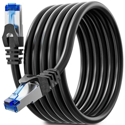 Afbeelding van Netwerkkabel 5m Ethernet Kabel Cat6 Internet Hoge Snelheid Afgeschermde Ethernetkabel Zwart FTP Buiten Gigabit Waterdichte Patchkabel Lan Kable voor Router Switch Modem