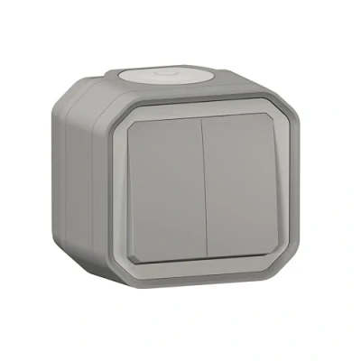 Afbeelding van Legrand plexo dubbele wissel of drukknop combinatie compleet ip55 grijs 069715l