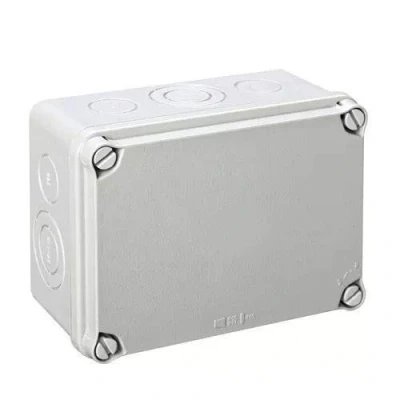 Afbeelding van IDE IP65 IP67 waterdichte box met mat deksel en voorgestanste ingangen, 116mm x 162mm 76mm, grijs, 1