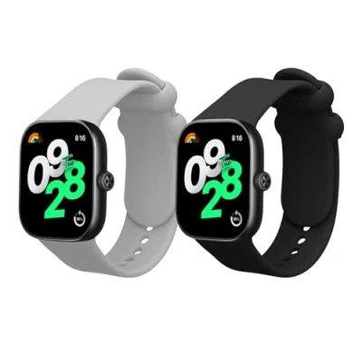 Afbeelding van kwmobile 2x horlogebandjes geschikt voor Xiaomi Redmi Watch 4 bandje Smartwatch bandjes van TPU Activity tracker horloge band in zwart / lichtgrijs