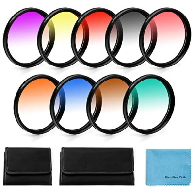 Afbeelding van Fotover Kleurfilterset 67 mm 9 delig voor Canon Nikon Sony Pentax Olympus Fuji DSLR camera + lensfilterzak reinigingsdoek