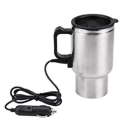 Afbeelding van Tbest Reiswaterkoker, 12 V, autoverwarming, mok, 450 ml, elektrische in auto, roestvrij staal, voor vrachtwagen, camping