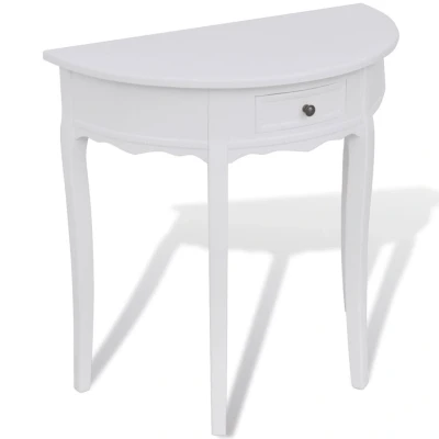 Afbeelding van Wandtafel met lade halfrond wit
