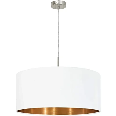 Afbeelding van EGLO Pasteri   Hanglamp   1 Lichts   ø530 mm. Nikkel Mat   Wit   Koper