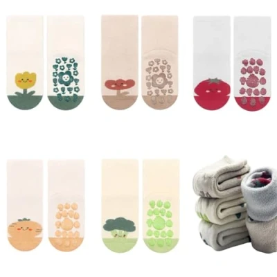 Afbeelding van FedMois 5 paar Baby kinderen winter sokken met anti slip grip dikke thermische sokken, plant, 3 jaar
