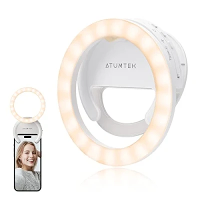 Afbeelding van ATUMTEK Ringlicht Telefoon Selfie Oplaadbaar Clip on 40 LED Invullicht voor Foto en Video Streaming, TikTok, Instagram, Zoomvergadering Videoconferenties Wit