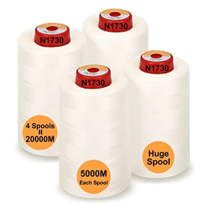 Afbeelding van New brothread 28 Opties 4 Grote Kegels van 5000m polyester naaigaren voor alle doeleinden 40S/2 (Tex27) naaien, quilten, patchwork, serger en overlock Natural