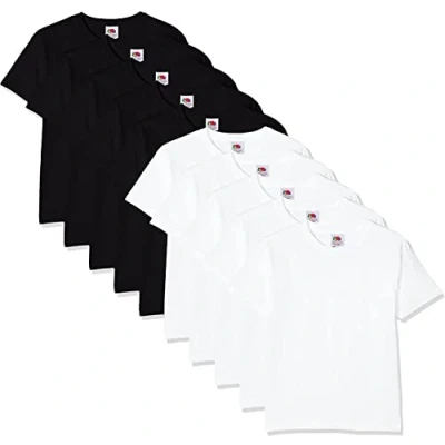 Afbeelding van Fruit of the Loom Jongens T shirt (verpakking van 10 stuks), meerkleurig (White/Black 30/36), 7 8 Jaar