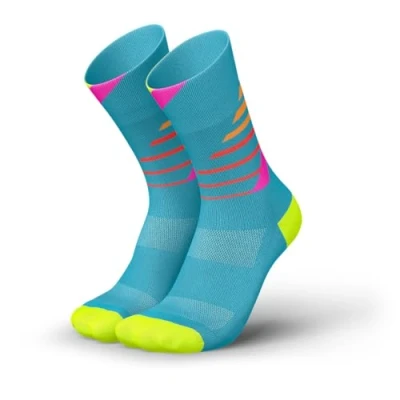 Afbeelding van INCYLENCE Hardloopsokken voor dames en heren met lichte compressie, 1 paar, Ladders Blue Pink, 35/38 EU