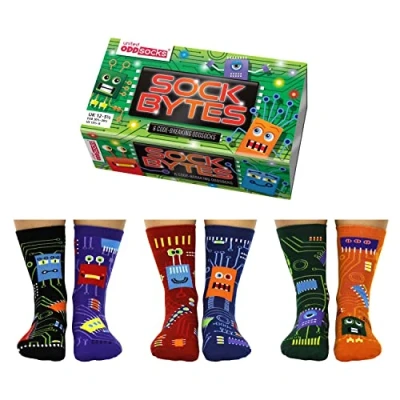 Afbeelding van Oddsocks Bytes Mismatched computer kindersokken mismatch 6 verschillende sokken maat 30 38