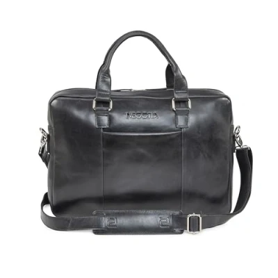 Afbeelding van NEGOTIA Alpha Apex Laptoptas 15 6 inch Leer Aktetas Werktas Messenger Bag Schoudertas Heren/Dames Luxe Top Grain Zwart