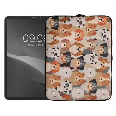 Afbeelding van kwmobile universele tablethoes Stevige en stijlvolle hoes voor tablets Neopreen Tablet sleeve Compatibel met 13&quot; Honden Ontwerp design