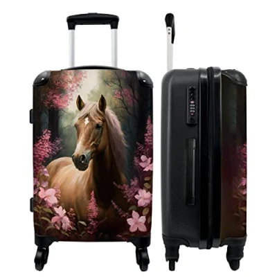 Afbeelding van NoBoringSuitcases.com® Kindertrolley meisjes Koffer paard kinderen 20 kg bagage