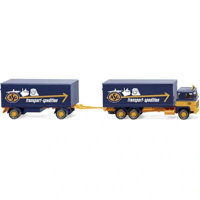 Afbeelding van Wiking 045703 H0 Vrachtwagen Scania 111 vrachtwagencombinatie ASG