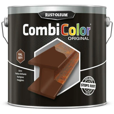 Afbeelding van rust oleum combicolor hoogglans ral 8011 notenbruin 2.5 ltr