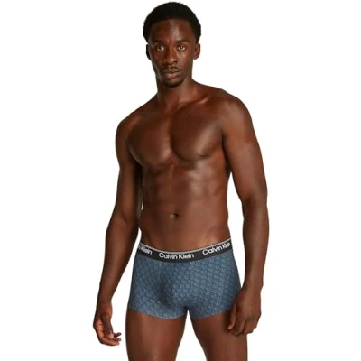 Afbeelding van CALVIN KLEIN Heren Low Rise TRUNK LV00NB4283 Trunk, Blauw (PLUSH Monogram_speakeasy), XS, (Pluche XS