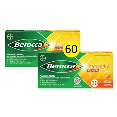 Afbeelding van Berocca® Flash immuniteit Ondersteunt het immuunsysteem Geconcentreerde formule Vitaminen &amp; Mineralen Vitamine C, D Zink Selenium IJzer Voedingssupplement 2X30 cp bruisend