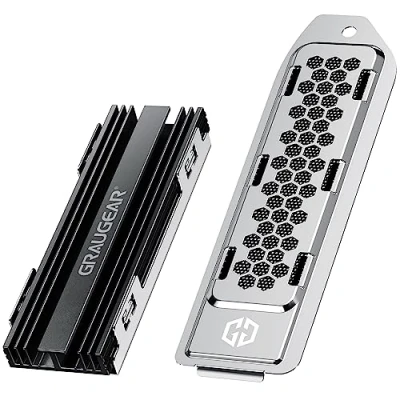 Afbeelding van GRAUGEAR koellichaam voor SSD M.2 NVMe 2280 compatibel met PlayStation 5, PS5 Slim, complete koelset stofkap.