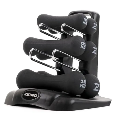 Afbeelding van Zipro halters, antislip korte set van 6, neopreen dumbbellset, gewichten 2 x 0,5 kg, 1,0 1,5 thuisgym, krachttraining thuis