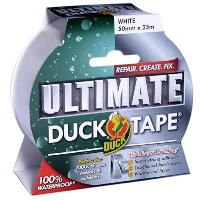 Afbeelding van Duck Tape Ultimate Weefseltape, 50 mm x 25 m, wit De ultieve, zeer sterke, waterdichte gaffer en reparatietape