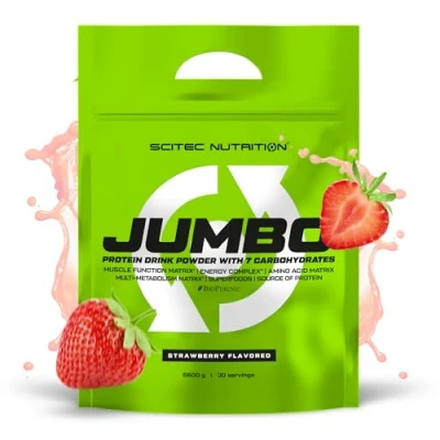Afbeelding van Scitec Nutrition Jumbo Gewichtstoename met veel calorieën multicomponenteiwit aminozurenmatrix metabolische matrix supervoedingsmix, 6,6 kg, Aardbei