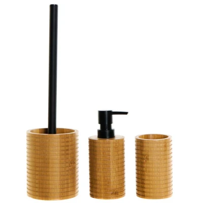Afbeelding van Items Toiletborstel met zeeppompje/beker naturel/zwart bamboe