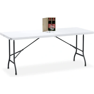 Afbeelding van Relaxdays inklapbare tuintafel rechthoekige buitentafel kunststof 8 personen wit