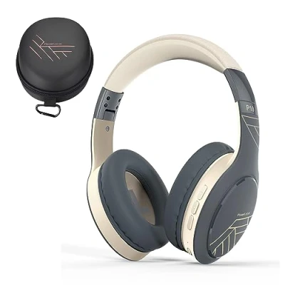 Afbeelding van PowerLocus Bluetooth over ear, draadloos, met 3 EQ modi, 60 uur speeltijd, hifi stereo, opvouwbare headset microfoon, traagschuim oorkussens en stoffen hoofdband voor mobiele telefoon/reizen/pc