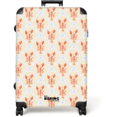 Afbeelding van NoBoringSuitcases.com® Koffer groot Reiskoffer lichtgewicht Kreeft illustratie oranje Rolkoffer met 4 wielen Grote trolley XL 98 liter bagage