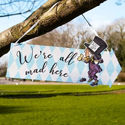 Afbeelding van Talking Tables Pack van 12 Alice in Wonderland Decoraties Pijltekens voor Mad Hatters Theekransje met citaten en karakters uit Boek, Blauw