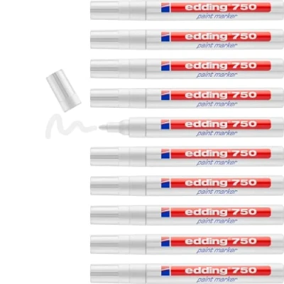 Afbeelding van Viltstift edding 750 lakmarker rond 2 4mm wit
