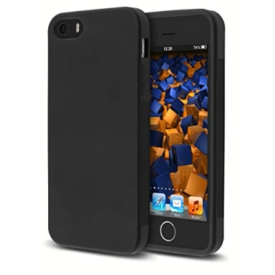 Afbeelding van mumbi Hoes compatibel met iPhone SE / 5 5S telefoonhoes dubbele grip, zwart