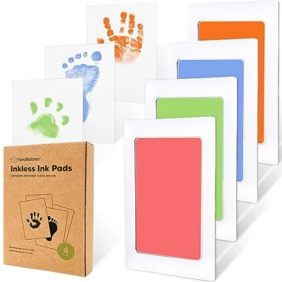 Afbeelding van 4 Pack Voetafdruk En Handafdruk Voor baby&#039;s Inktloos Stempelkussen Poot Stempelafdruk Voetafdrukkit Stempelkussenkits pasgeboren (Candy)
